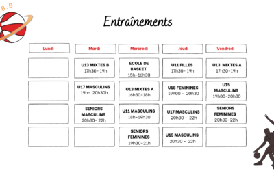 Le calendrier des entraînements de la saison 2022/2023 est là !